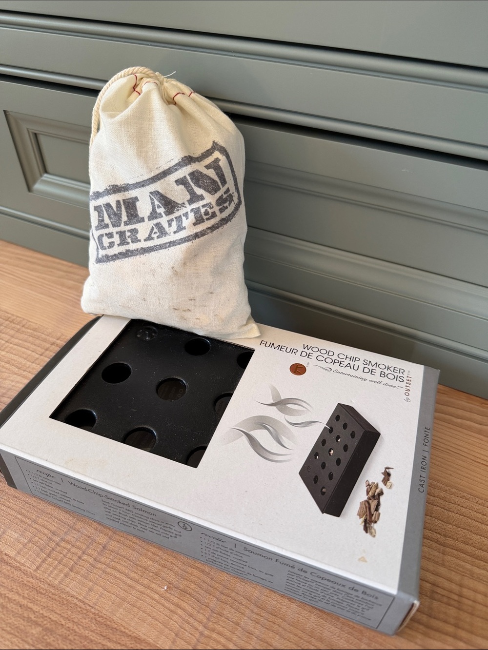 Cast Iron Wood Chip Smoker with Bag of Chips